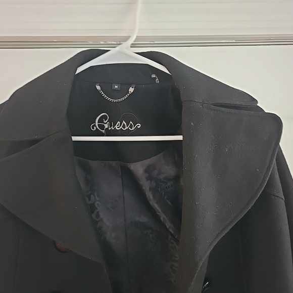 Black Guess Wool Button Down Long Sleeve 22HET908 228MW487 WORN A FEW TIMES - Picture 2 of 9